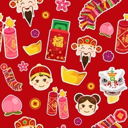 a vector illustration of chinese new year wallpaper seamless pattern background