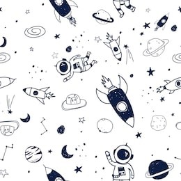 space pattern hand drawing illustration vector