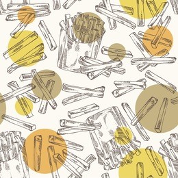 seamless pattern with french fries and potatoes. fast food. vector hand drawn illustration