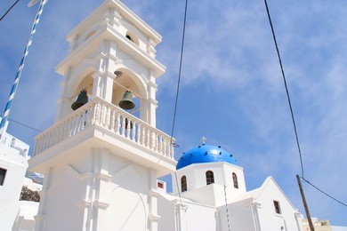 photo of iconic village of imerovigli built on top of the cliff, santorini volcanic island, cyclades, greece