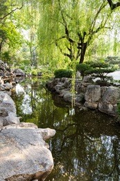 the park of baotu quan, also called "the best spring in the world" in the heart of jinan city, shandong, china