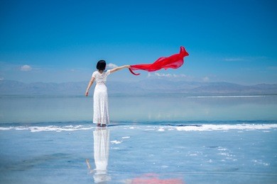 a girl on chaka salt lake