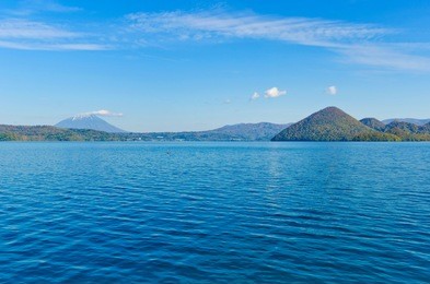 lake toya, toyako onsen, hokkaido, japan.