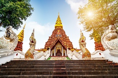 the famous shwedagon pagoda in xishuangbanna, yunnan, china.
