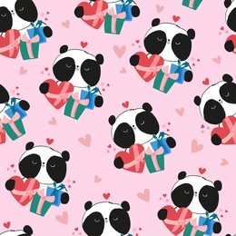 background pattern seamless valentines, panda in love pattern seamless. 