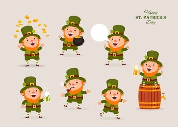 leprechaun, vector illustration, st. patrick's day, isolated objects for design, vector illustration, set of characters 1