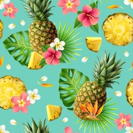realistic pineapple seamless pattern