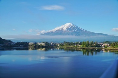 view of mt. fuji and lake kawaguchiko tokyo, japan summer