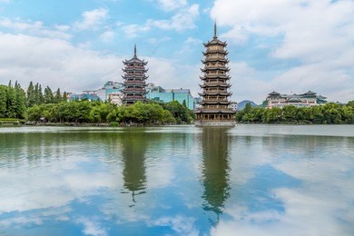 guilin central park and ancient architectural landscape in china