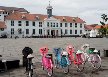 batavia square in jakarta with bicycles