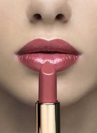 face close up mouth with beautiful lipstick