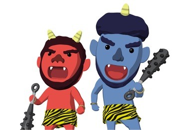 cute japanese demon "oni",vector illustration