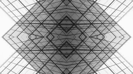 architecture of geometry at glass window - monochrome