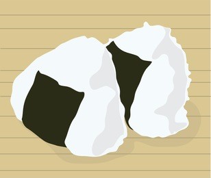 rice ball japanese cuisine, illustration of delicious