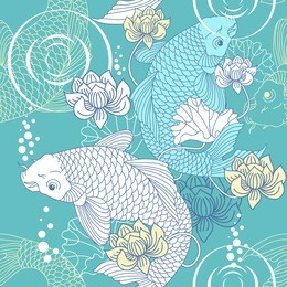 koi carp seamless pattern