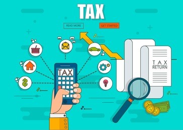 state taxes. tax payment. government taxes. data analysis, paperwork, financial research, report. businessman calculation tax. calculation of tax return. flat design