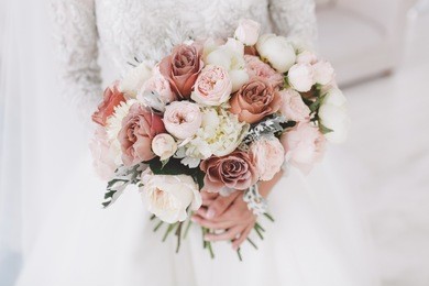 beautiful bride with bouquet.