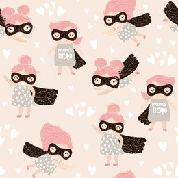seamless childish pattern with cute little girl hero. creative nursery background. perfect for kids design, fabric, wrapping, wallpaper, textile, apparel