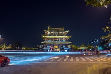du fu jiang court, changsha, china night scene