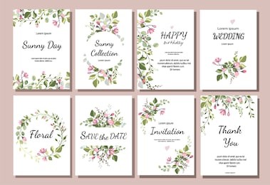  botanic card with wild flowers, leaves. spring ornament concept. floral poster, invite. vector layout decorative greeting card or invitation design background. hand drawn illustration