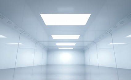 3d rendering empty room with white wall and floor