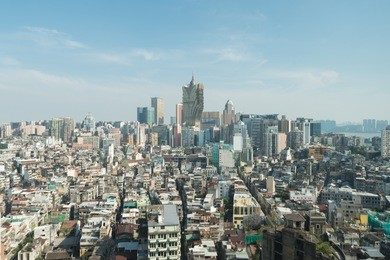 image of macau (macao), china. skyscraper hotel and casino building at downtown in macau (macao).