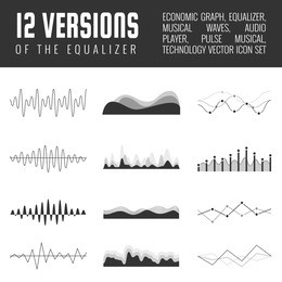 vector sound waves set. audio player. audio equalizer technology, pulse musical. vector illustration.