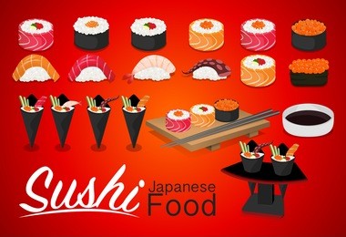 sushi rolls food japanese and backgrounds red