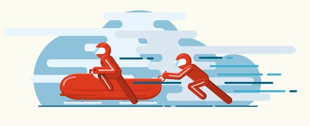 vector illustration. winter sport of bobsleigh. extreme