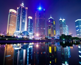 the night view of the lujiazui financial centre in shanghai china.
