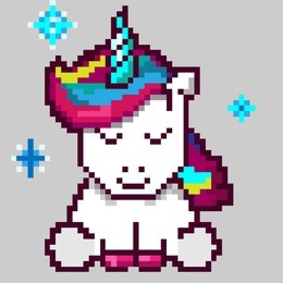 cute magic unicorn, pixel art