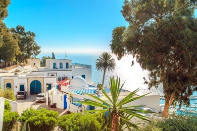 the famous cafe in sidi bou said. eastern fairy tale with a french charm.