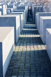 memorial of holocaust in berline (germany). cement blocks, grey colors. 