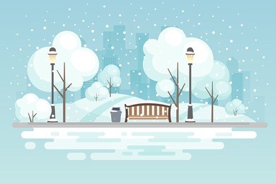 winter city park.vector illustration.