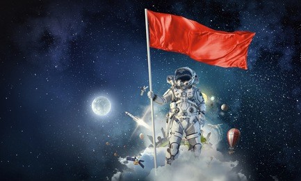 pioneer of space. mixed media