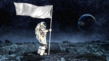 pioneer of space. mixed media