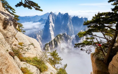 scenic view from the mount hua, one of the most popular travel destinations in china.