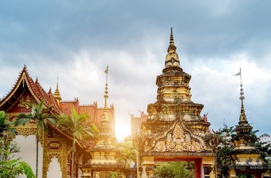the famous shwedagon pagoda in xishuangbanna, yunnan, china.