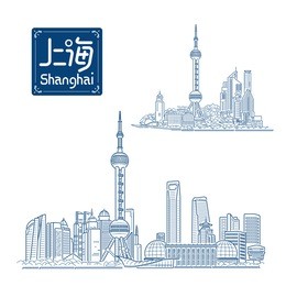 building line art vector illustration design-shanghai