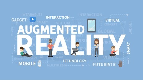 augmented reality concept illustration. virtual futuristic wearable devices.