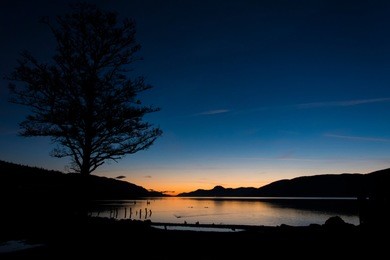 summer dim sunset over loch ness.