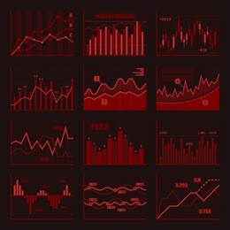 red business charts and graphics set. vector