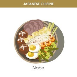 nutritious exotic nabe on plate from japanese cuisine