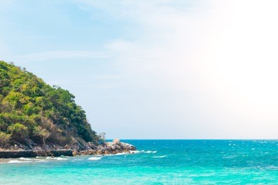 beautiful green island and sea nature landscape copy space