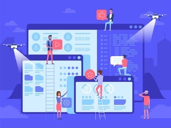 people character decorated web business technology. vector concept illustration flat design 