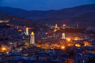 night view over fes