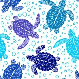 seamless vector patterns with turtles. silhouette. animal world under water. ocean. hand drawn illustration.