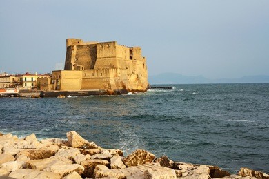 amazing castel dell'ovo view in the city of naples