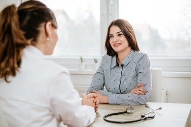 young woman at doctor's office.