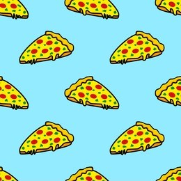 abstract seamless pizza pattern for girls or boys. creative background with italian pizza, tomatoes, . funny wallpaper for textile and fabric. fashion pizza style. colorful bright picture
